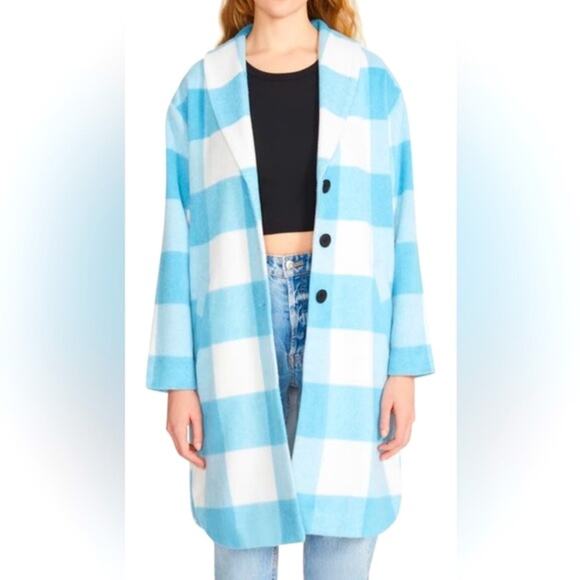 BB Dakota Jackets & Blazers - NWT BB Dakota by Steve Madden Berries & Cream blue check Buffalo plaid coat, XL